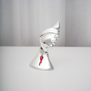 Dea Bendata Argentata con Corno Rosso Meridien 15x18