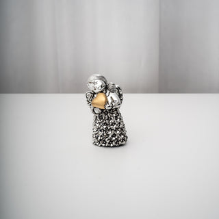 Statuina Angelo Argentata Meridien Con Cuore Dorato