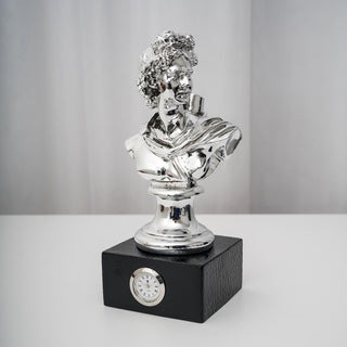 Busto Classico Argentato con Orologio Meridien