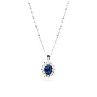 Collana Fabiani margherita in oro bianco con pietra blu - Fabiani Gioiellerie
