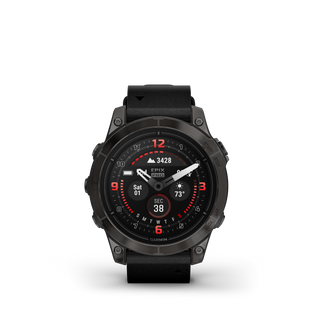 GARMIN epixル Pro (Gen 2) ヨ Sapphire Edition | 47 mm - Carbon Gray DLC Titanium con cinturino Black Leather