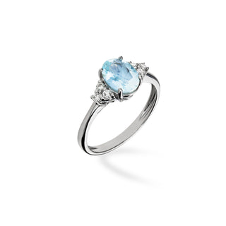 Anello Fabiani con Acquamarina 1,00 Ct e diamanti 0,12Ct