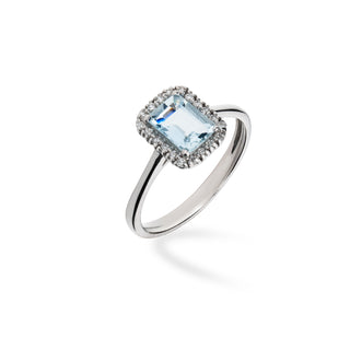 Anello Fabiani con Acquamarina 0,70 Ct e diamanti 0,12Ct