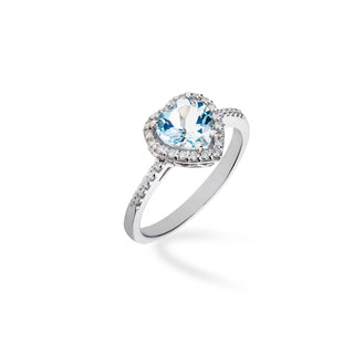 Anello Fabiani a cuore con diamanti e acquamarina