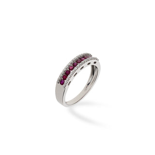 Anello Fabiani riviera in oro bianco con diamanti e rubini - Fabiani Gioiellerie