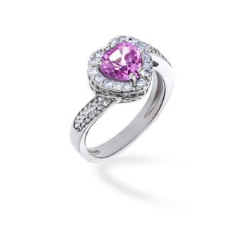 Anello Fabiani con Cuore Zaffiro Rosa e diamanti
