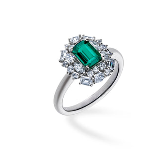 Anello Fabiani margherita con smeraldo e diamanti