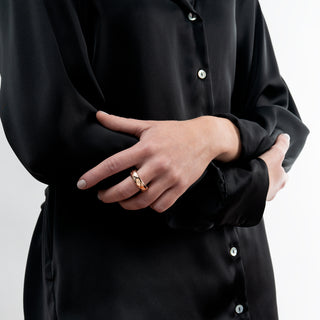 Anello Fabiani a fascia in oro rosa 18Kt con diamanti - Fabiani Gioiellerie