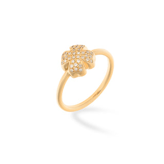 Anello Bubble a quadrifoglio in oro giallo 18Kt con diamanti