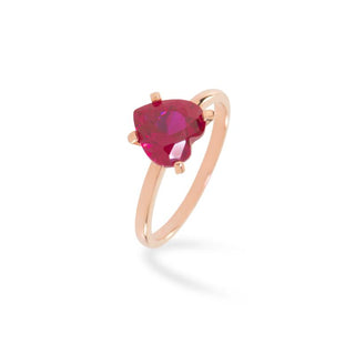 Anello Fabiani solitario in oro rosa con zircone taglio a cuore - Fabiani Gioiellerie