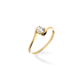 Anello Fabiani solitario in oro giallo 9Kt con zircone
