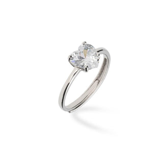 Anello Fabiani in argento 925 con zircone taglio cuore - Fabiani Gioiellerie