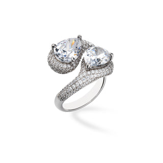 Anello Fabiani contrariè in argento con zirconi