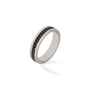 Anello Fascia in oro bianco brunito 18Kt - Fabiani Gioiellerie