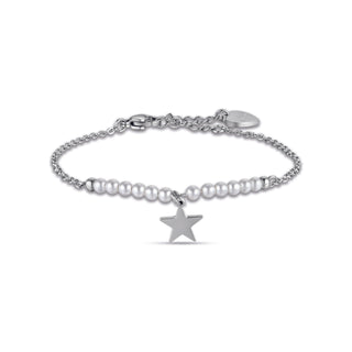 BRACCIALE DONNA IN ACCIAIO CON STELLA E PERLE BIANCHE - Fabiani Gioiellerie