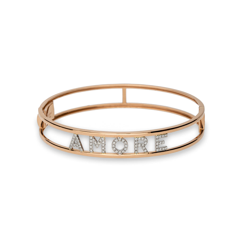 BRACCIALE A MAGLIE TONDE IN OROROSA 18KT CON PENDENTE LOGO - Diego Cataldi