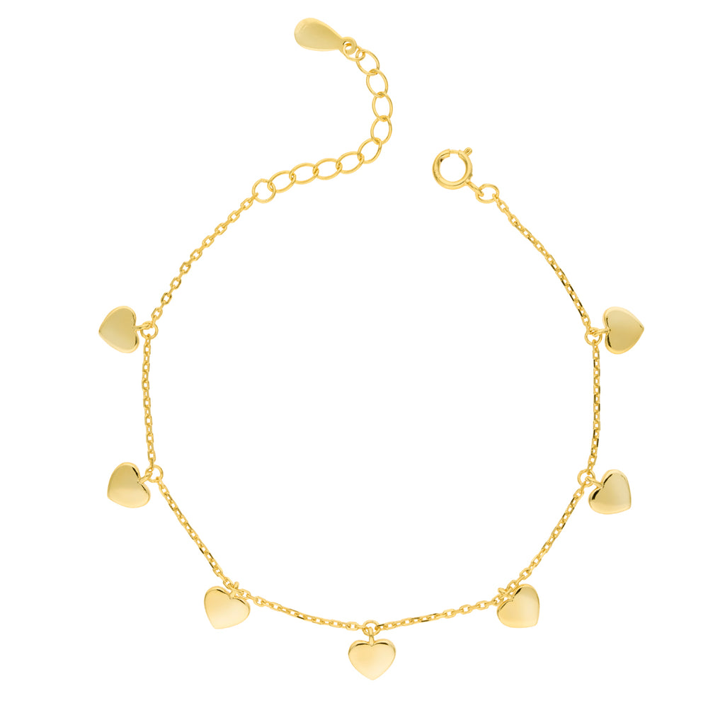 Aka Gioielli® Bracciale Donna Argento 925 Dorato Con Piccoli Pendenti Ovali E Pietre - Regolabile 18-21 Cm, Made In Italy, Regalo Ideale
