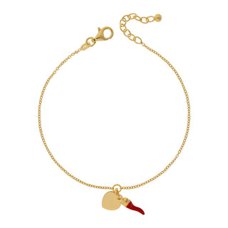 Bracciale Fabiani in argento 925 dorato con corno e cuore