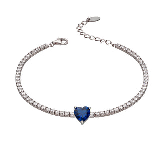 Bracciale Fabiani tennis in argento 925 con cuore blu - Fabiani Gioiellerie