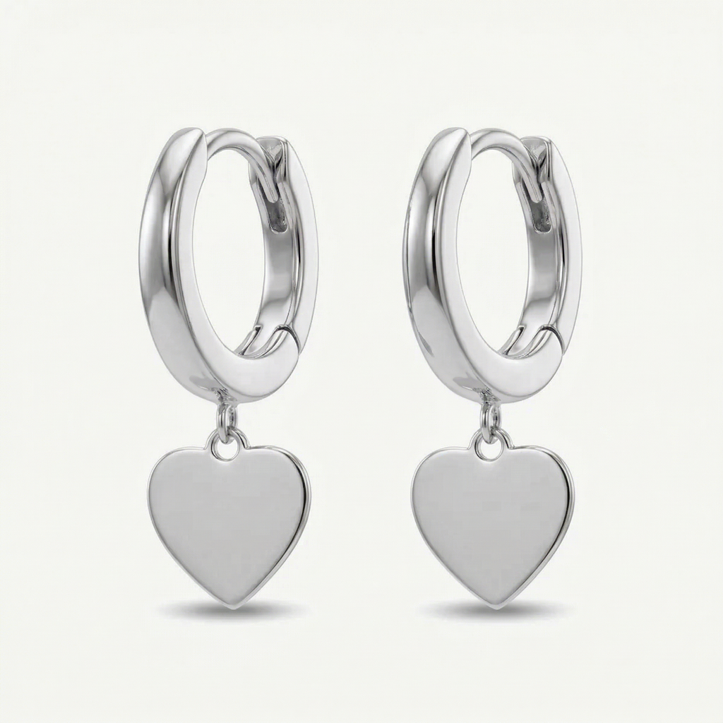 Orecchini a cerchio a forma di cuore in argento sterling - Gioielli