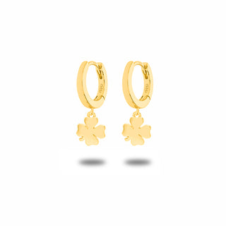 Orecchini Fabiani cerchietto in argento 925 dorato con quadrifoglio pendente
