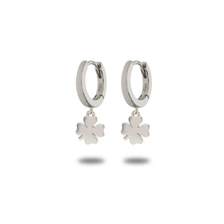 Orecchini Fabiani cerchietto in argento 925 con quadrifoglio pendente - Fabiani Gioiellerie