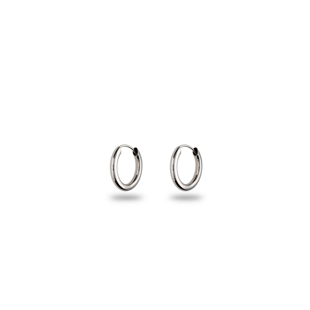 Orecchini A Perno In Oro Bianco 9kt (375) Con Chiusura A Farfalla - Piatti 2 Mm, Peso A Coppia, Gioielli Eleganti In Oro Giallo