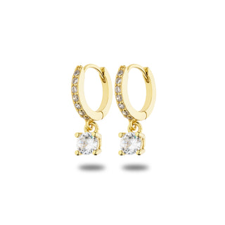 Orecchini Fabiani a cerchio in argento 925 dorato con punto luce pendente - Fabiani Gioiellerie