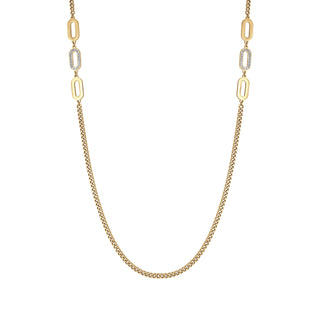 COLLANA DONNA LUNGA IN ACCIAIO IP GOLD CON CRISTALLI BIANCHI - Fabiani Gioiellerie