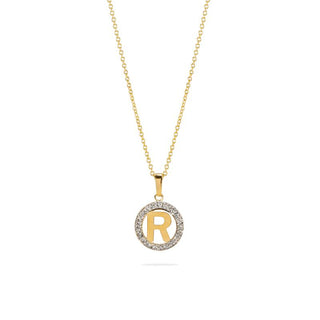 Collana Fabiani in argento con pendente iniziale in oro giallo 9Kt e Crystal White - Fabiani Gioiellerie