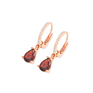Orecchini Ponte Vecchio in oro rosa 18Kt con granato e diamanti - Fabiani Gioiellerie