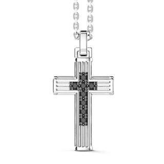 Collana Zancan in argento con pendente a croce e spinelli neri - Fabiani Gioiellerie