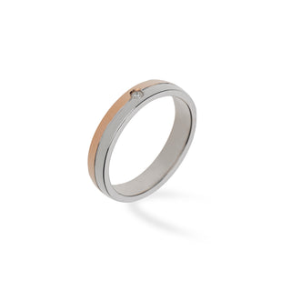 Anello Fede Fabiani in oro rosa e in oro bianco con diamante 0,03Ct - Fabiani Gioiellerie
