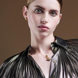 Collana Bubble in oro giallo 18Kt con croce e diamanti
