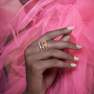 Anello Fabiani a fascia in oro rosa 18Kt con diamanti