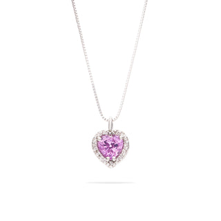 Collana Girocollo Fabiani con Zaffiro Rosa a Cuore e Diamanti