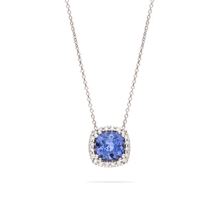 Collana Fabiani con diamanti e Tanzanite taglio cuscino