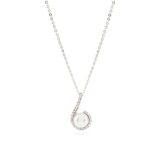 Collana Fabiani in oro bianco 9Kt con perla e zirconi - Fabiani Gioiellerie