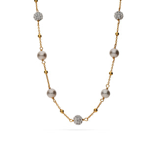 Collana Fabiani in argento 925 dorato con perle charm crystal white