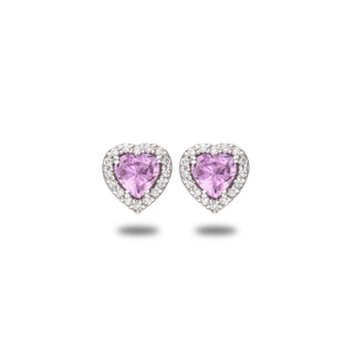 Orecchini Fabiani con Zaffiro Rosa a Cuore e Diamanti