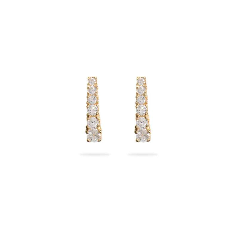 Orecchini A Lobo In Oro Giallo 9kt Con Zirconia CZ 4mm E Perla D'Acqua Dolce 6mm, ELEGANTI