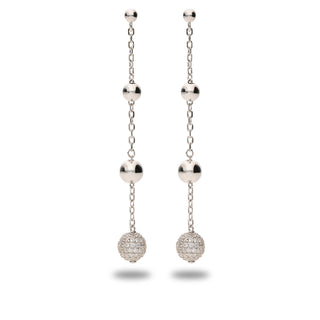 Orecchini Fabiani Pendenti in Argento 925 con Sfere e Zirconi