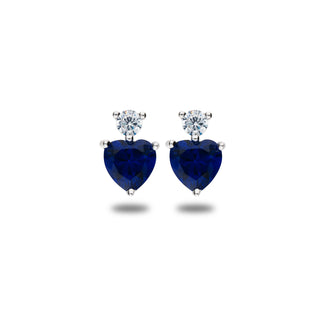Orecchini Fabiani in Argento 925 a Cuore con Zirconi Blu