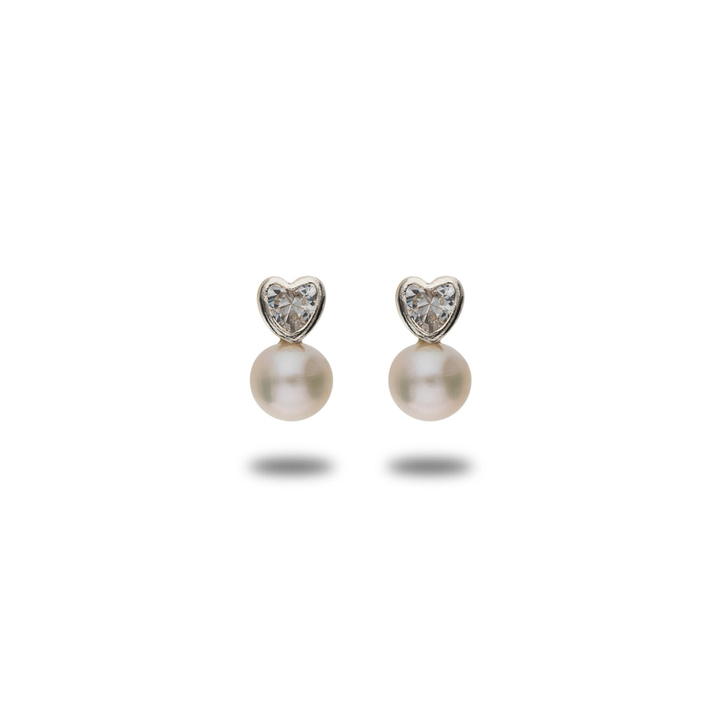 Orecchini in oro bianco 18k, diamanti e perle coltivate | Gioielli