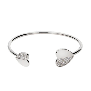 Bracciale Fabiani rigido in argento con cuori e zirconi