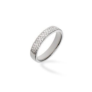 Anello Fabiani fascia in oro bianco con pavè di diamanti 0,35,Ct