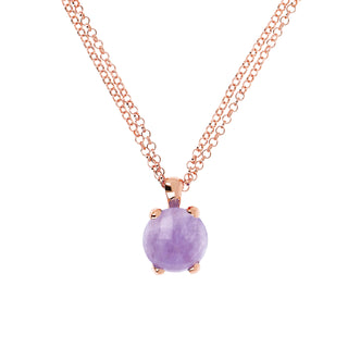 Collana Doppia Catena Rolo e Pendente in Pietra Naturale Tonda - Fabiani Gioiellerie