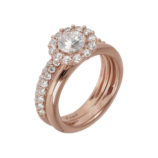 Set di Anelli con Fedina e Fiore in Cubic Zirconia