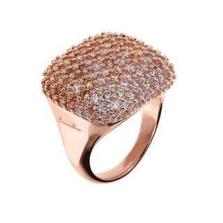 Anello Chevalier Quadrato con Pav� in Cubic Zirconia