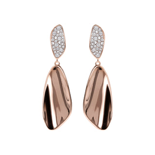 Orecchini Pendenti Design Sinuoso con Pavé in Cubic Zirconia - Fabiani Gioiellerie